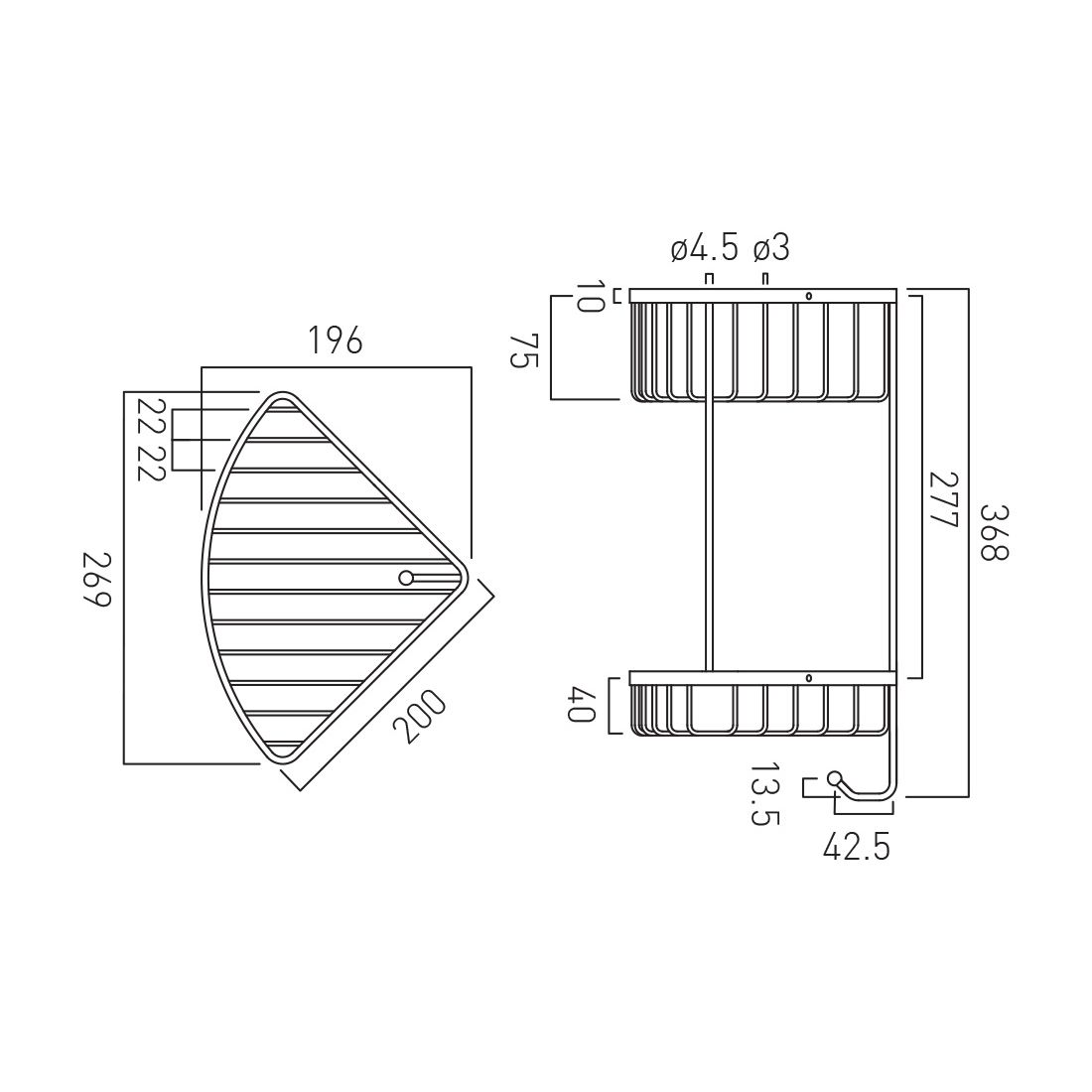 VADO Large Triangular Corner Basket 270 (W) x 194 (D) x 105mm (H)