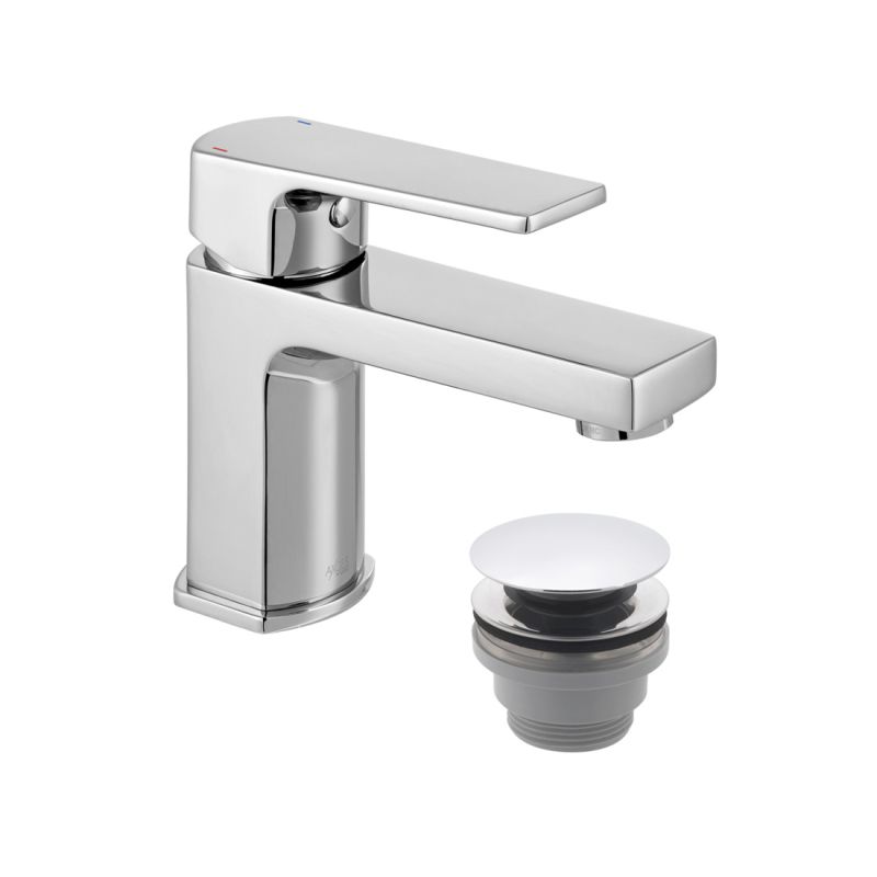 Mini Mono Basin Mixer + Push Waste