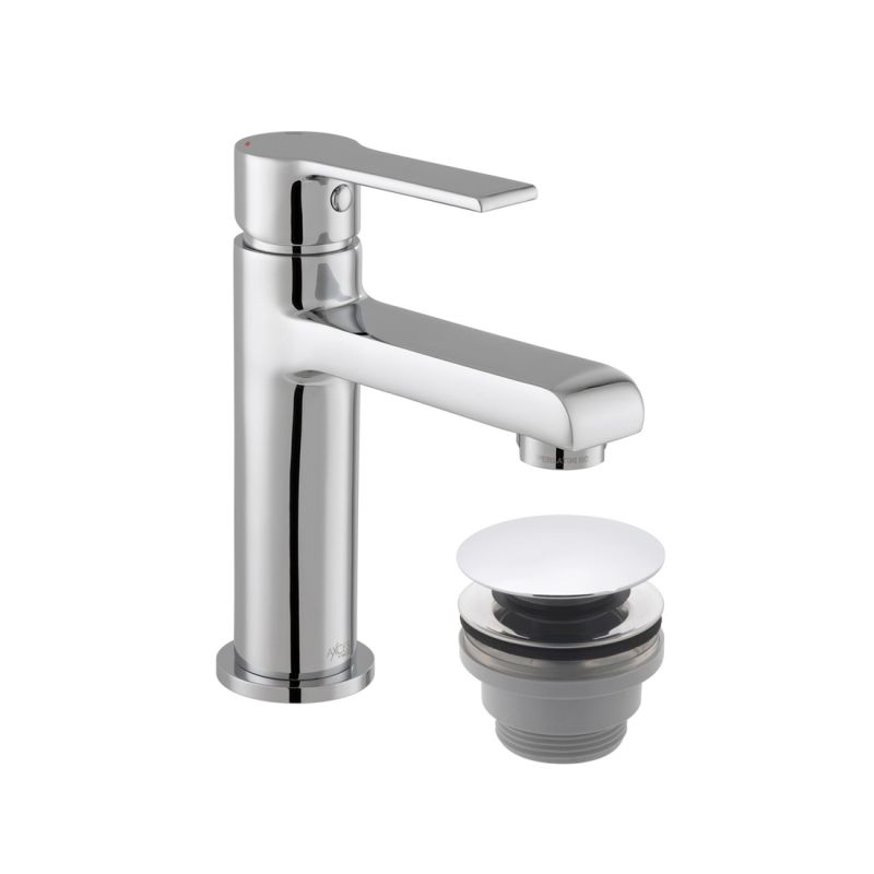 Mini Mono Basin Mixer + Push Waste