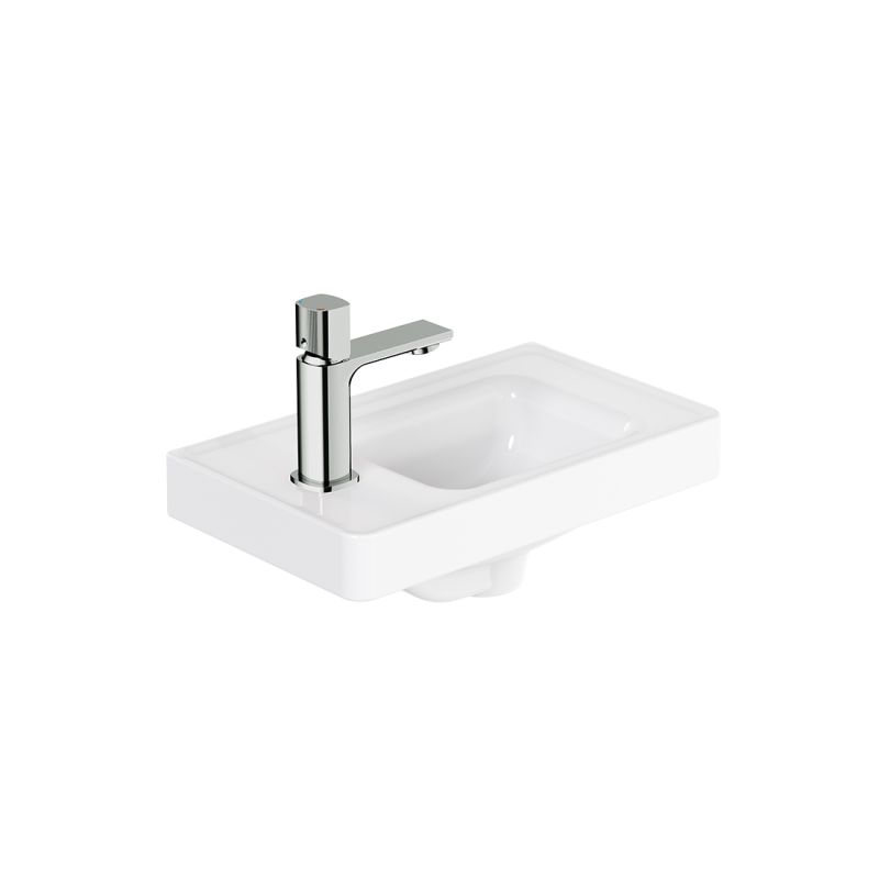 400mm Ceramic Cloakroom Basin, left tap hole