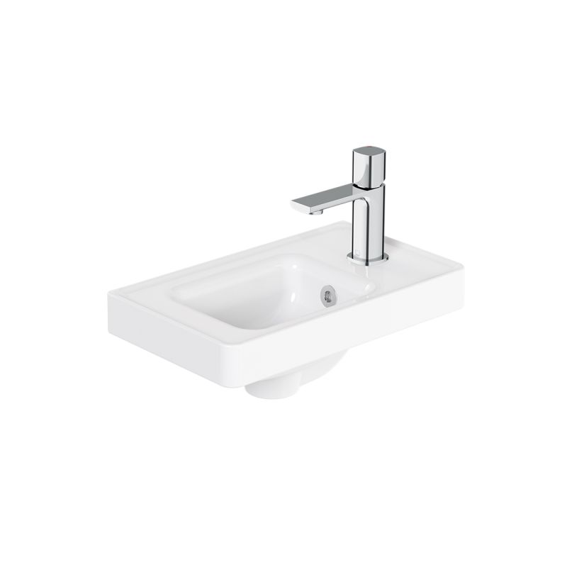 400mm Ceramic Cloakroom Basin, right tap hole