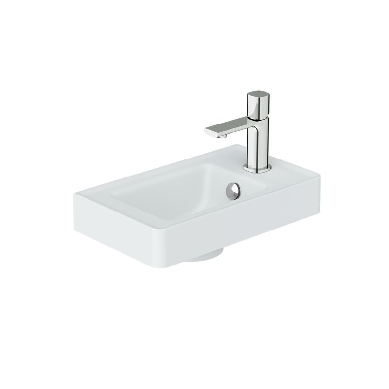 400mm Cloakroom Basin, mineral cast, right tap hole