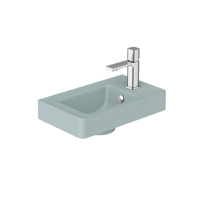 400mm Cloakroom Basin, mineral cast, right tap hole